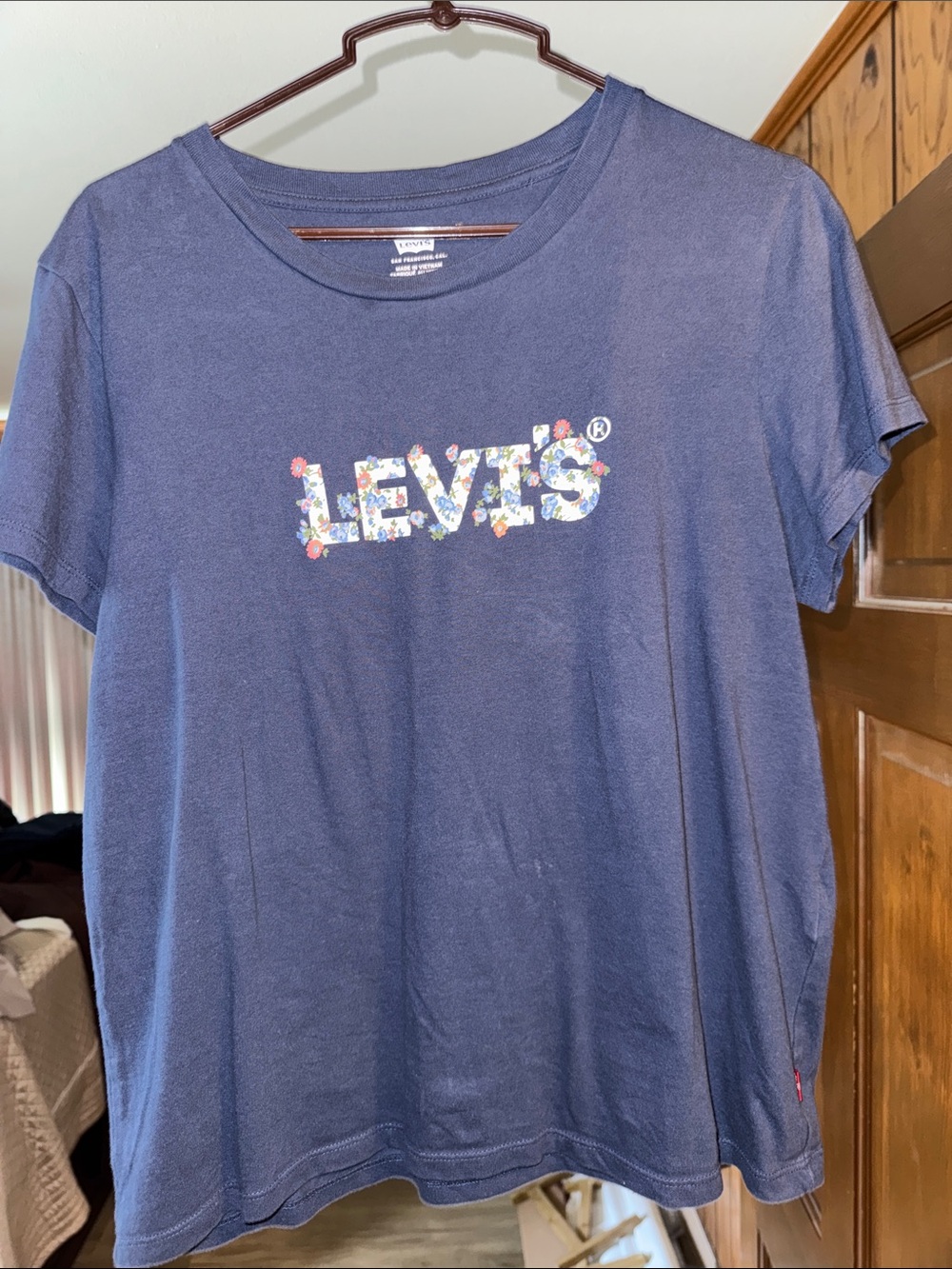 Levi's Navy T-Shirt with Floral Logo